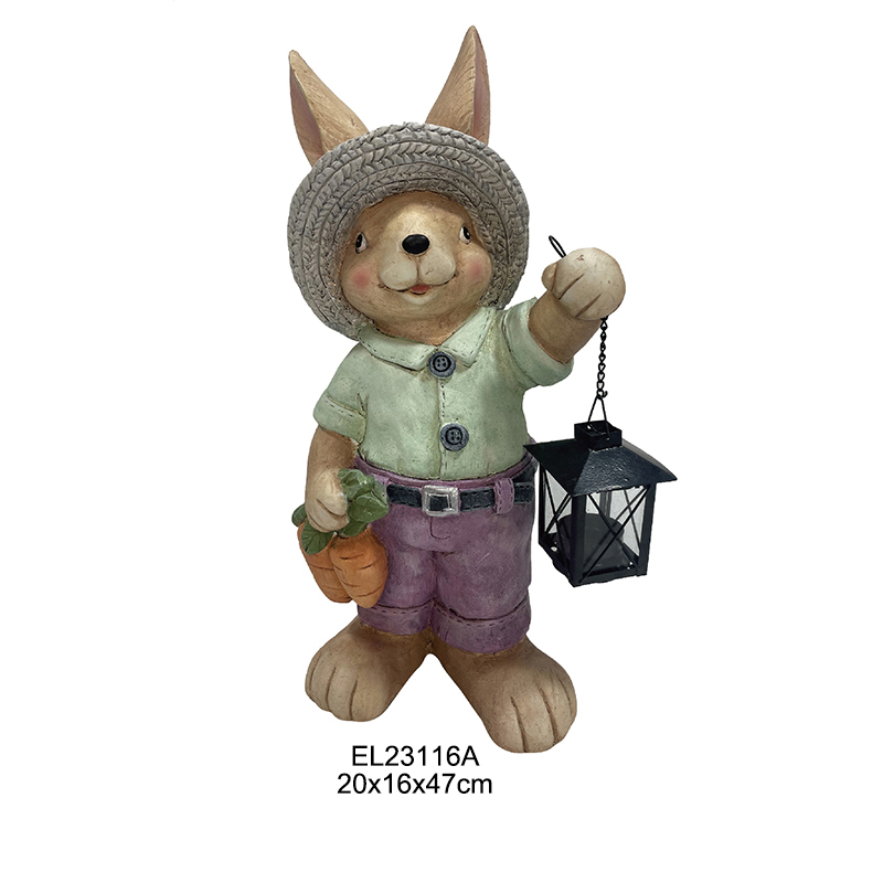 China Collection of Whimsical Rabbit Figurines with Lanterns Spring Bunny Cute Rabbits Home and Garden Decoration Exporters, Product