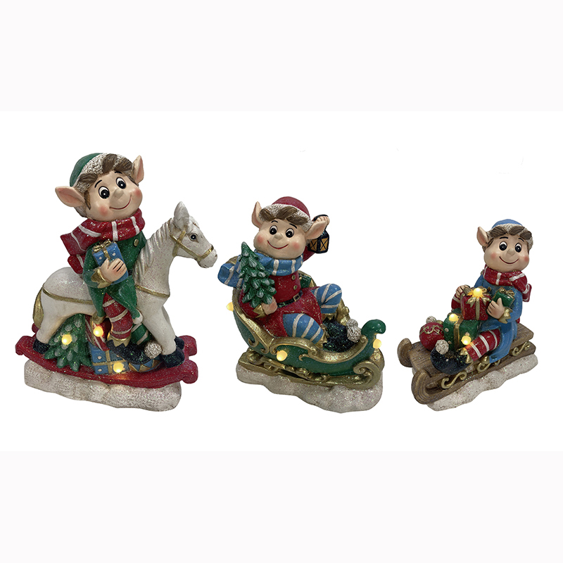 China Resin Art & Craft ELF WITH HOBBYHORSE SLEIGH CHRISTMAS FIGURINE DECORATION Manufacturer, Supplier