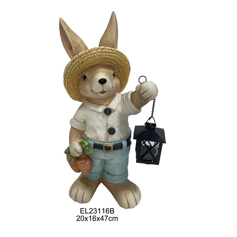 China Collection of Whimsical Rabbit Figurines with Lanterns Spring Bunny Cute Rabbits Home and Garden Decoration Exporters, Product