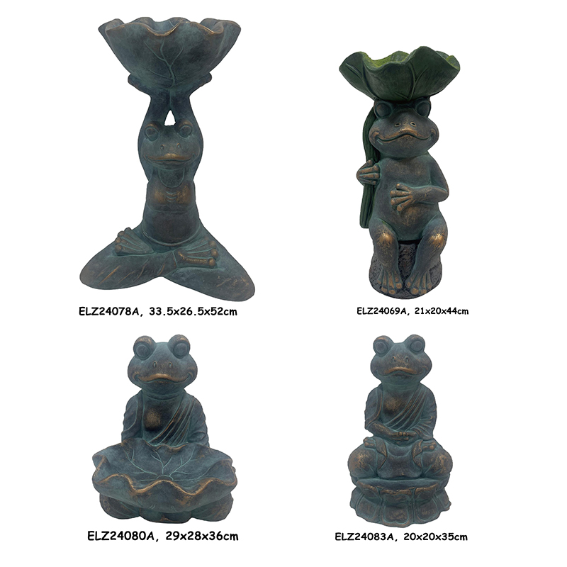 Wholesale Whimsical Frog Holding Lily Pads Lovely Frog Statues Decor For Gardens Patios Indoor Spaces Suppliers, Exporter