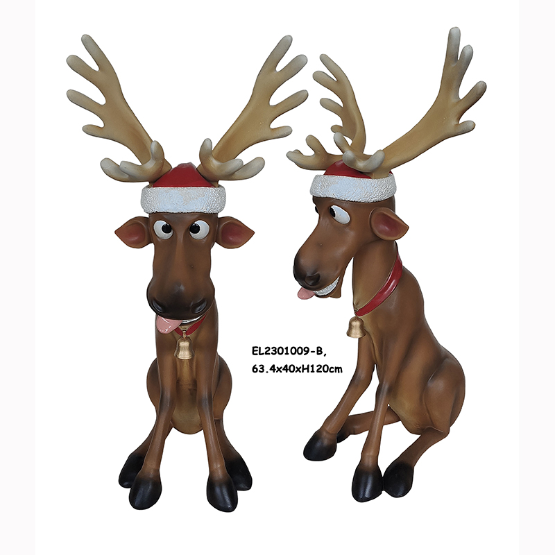 Best Resin Arts & Craft Funny Grimacing Sticking out tongue Christmas reindeer Statue Manufacturer, Service