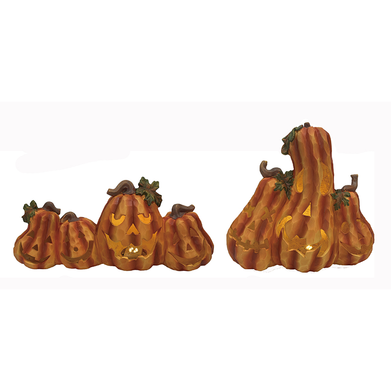 China Resin Arts & Craft Halloween Colored Jack-o'-lanterns Pumpkin tier with Light Trick-Or-Treat Decorations indoor-outdoor statues Manufacturers, Factory