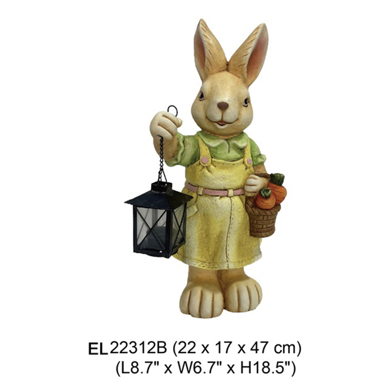 China Handmade Standing Rabbit Holding Lantern Garden Decoration Bunny Rabbit statues Suppliers, Exporter