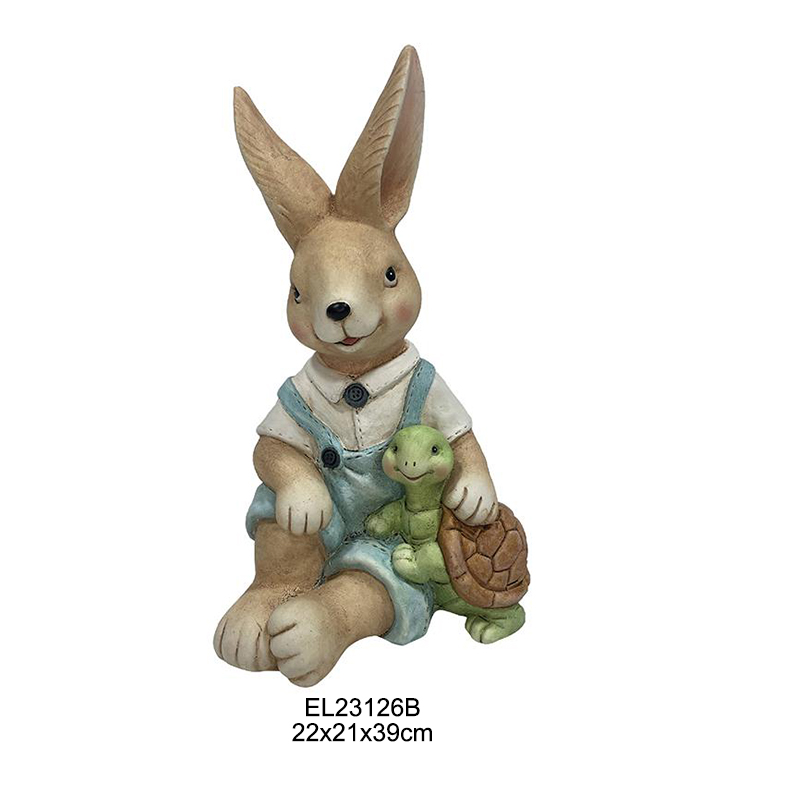 China Handcrafted Turtle Rabbit Duo Snail Rabbit Pair Figurines For Easter and Garden Decoration Manufacturer, Product