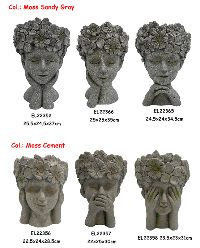 Wholesale Fiber Clay Handmade Crafts MGO Flower Crown Girl Thinking Face Planters Supplier, Products