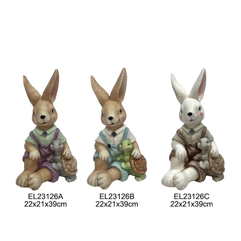 China Handcrafted Turtle Rabbit Duo Snail Rabbit Pair Figurines For Easter and Garden Decoration Manufacturer, Product
