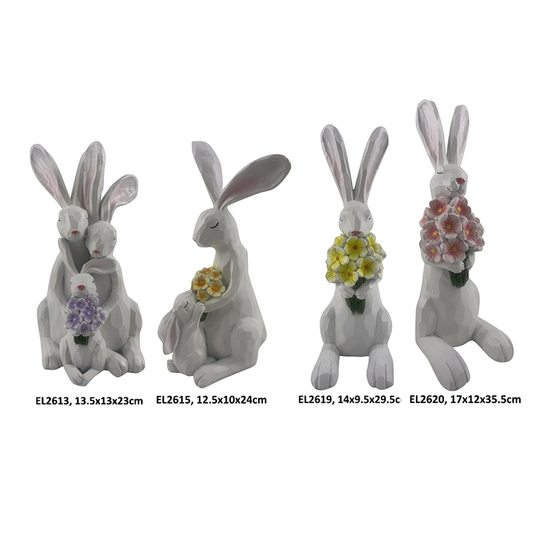 Wholesale Spring Time Easter Decor Floral Rabbit Figurines Handmade Seasonal Decorations Suppliers, Factory