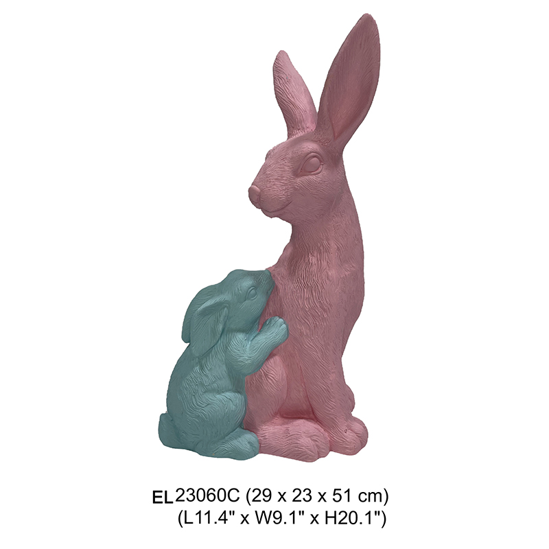 Wholesale Fiber clay Mother and Child Rabbit Statue Garden Decor Easter Bunny Outdoor and Indoor Supplier, Exporter