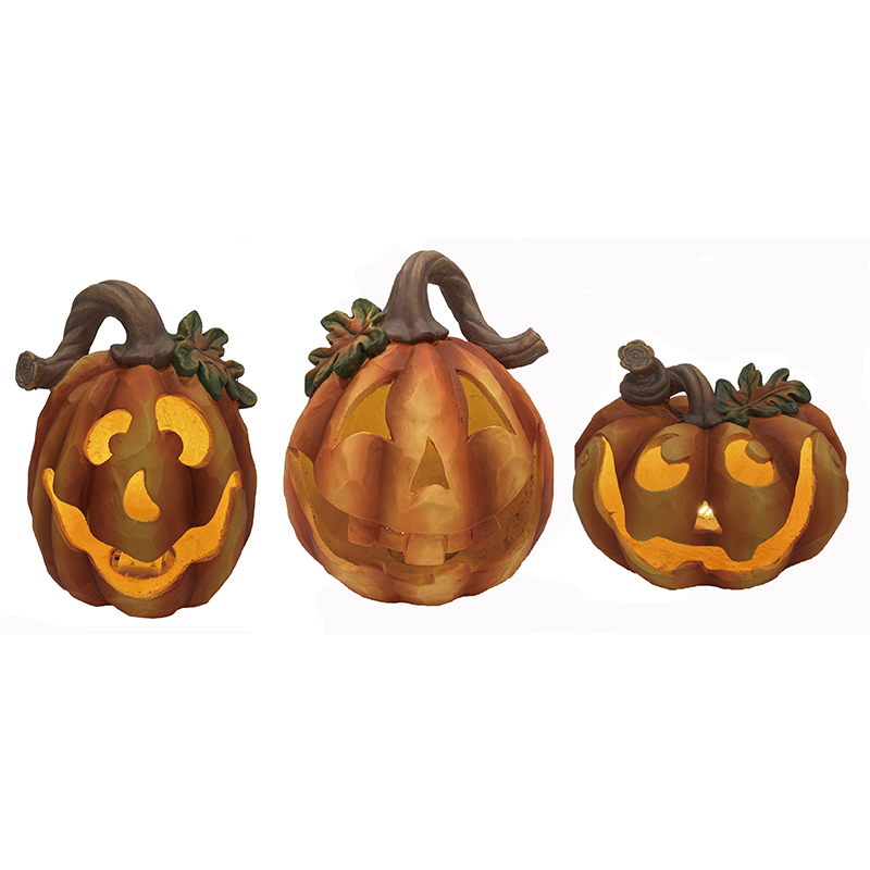 Best Resin Arts & Craft Halloween Pumpkin Decors with Light Jack-o'-lanterns Holiday Decoration indoor-outdoor statues Supplier, Factories