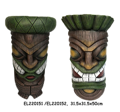 China Fiber Clay Handmade Crafts MGO Hawaiian Tiki Garden Statues Flowerpots Outdoor Manufacturers, Service