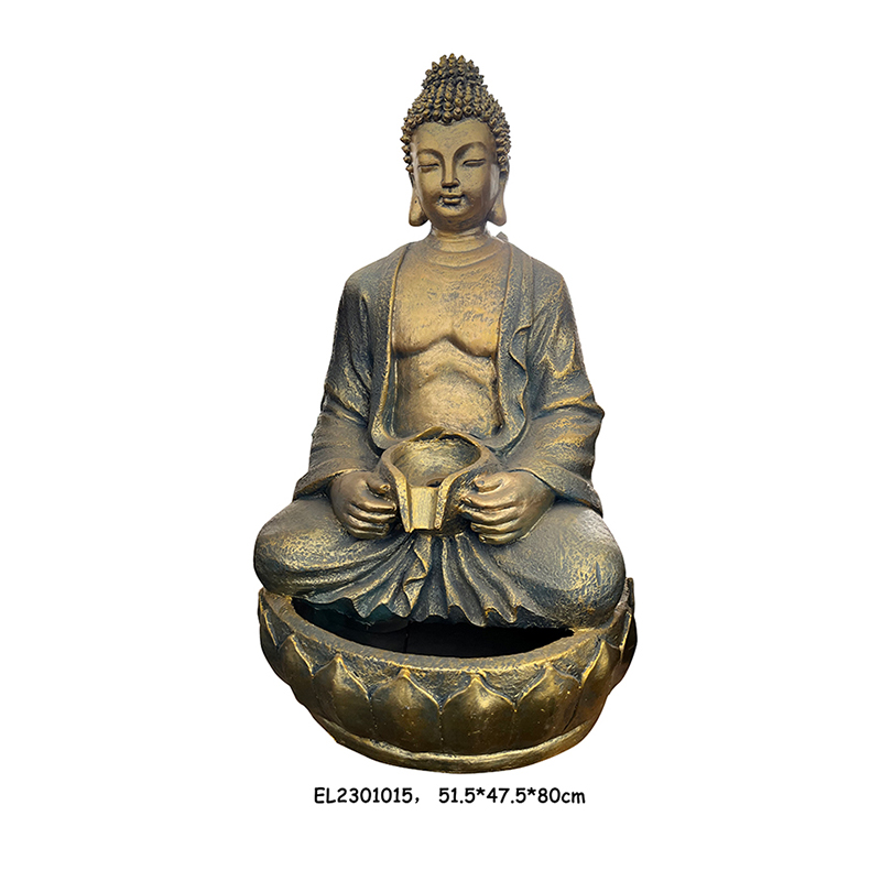 China Fiber Resin Outdoor Buddha Decor Garden Water Feature Manufacturer, Factory