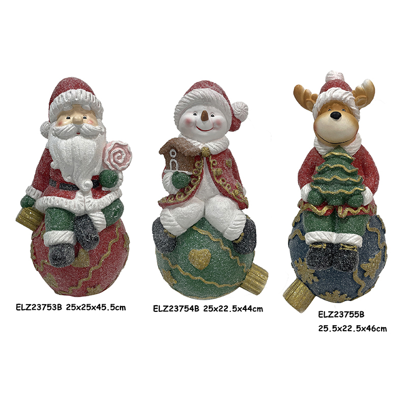 High-Quality HANDMADE AQUA BLUE  SWEET SNOWMAN SANTA REINDEER GINGERBREAD CHRISTMAS FIGURES LED LIGHTS SET OF 3 Manufacturer, Factories