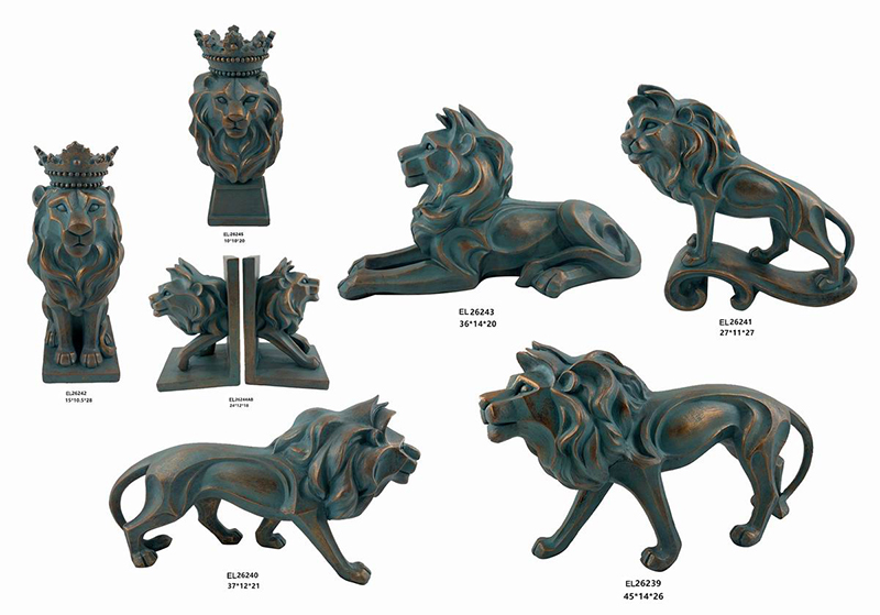 High-Quality Resin Arts & Crafts Tabletop Lion Figurines Candle Holders Bookend Exporter, Exporters