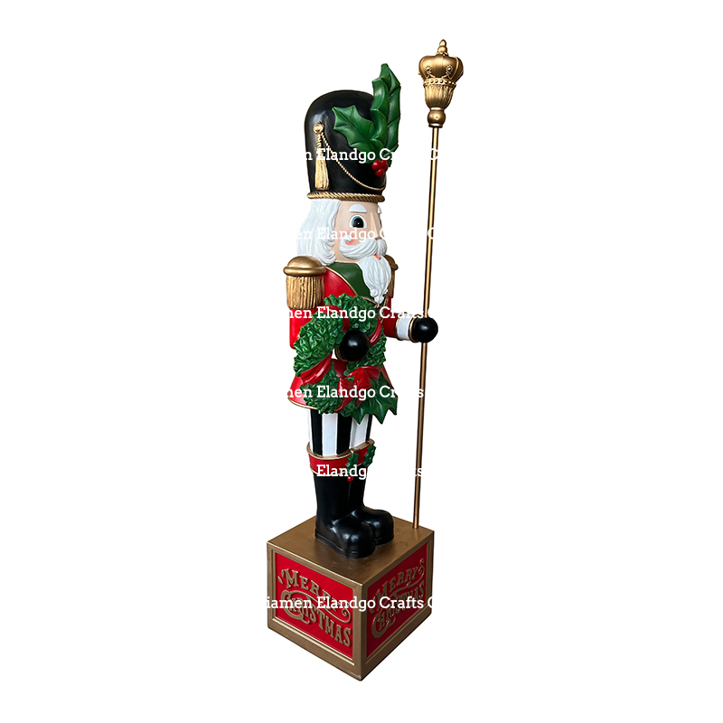 High-Quality Grand Christmas Nutcracker with Holly Scepter and Wreath Holiday Season Decoration Christmas Decor Manufacturer, Factories