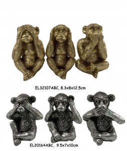 African Style Resin Gorilla Figurine Side View