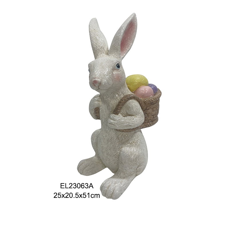 High-Quality Adorable Rabbit Figurines with Easter Egg Baskets Handmade Cute Bunny Home Decors Manufacturers, Suppliers