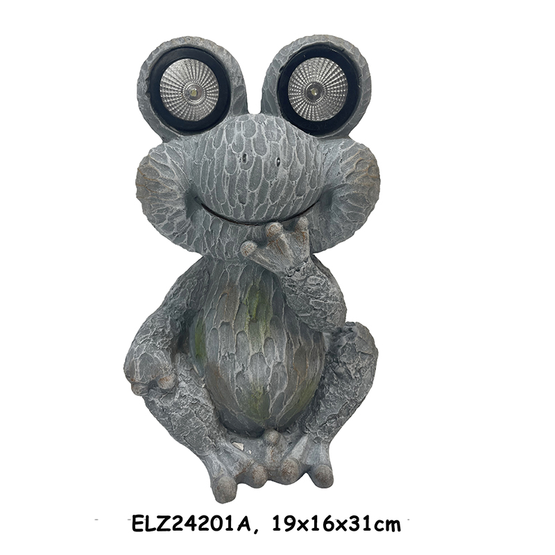 Wholesale Fiber Clay Solar-Powered Frog Figurines Garden Statues Home and Garden Decoration Manufacturers, Service