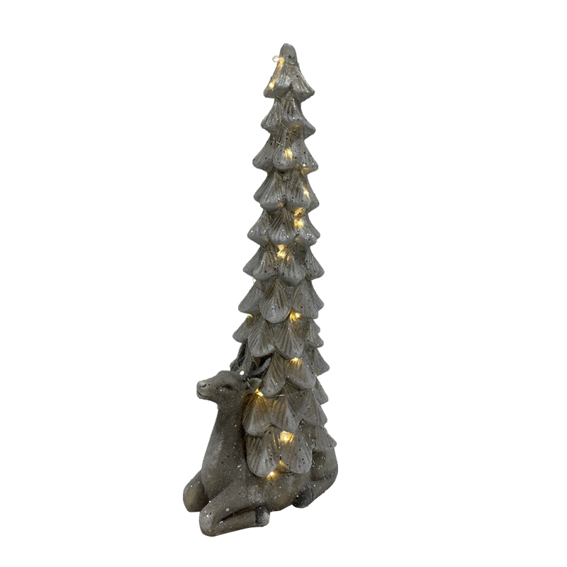 Handmade Fiber Clay Reindeer Christmas Tree with Lights Detail 4