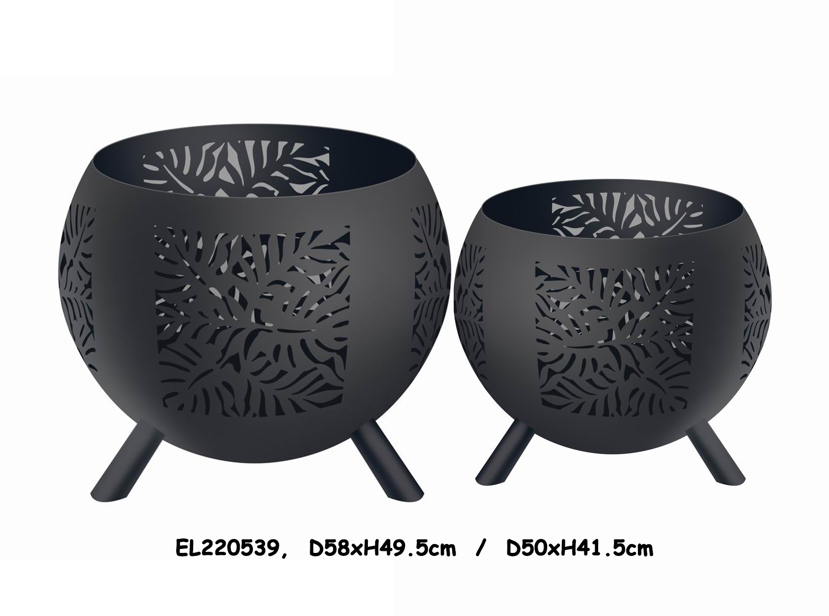 High-Quality High temperature Black Global Metal Fire Pit with Feet Bonfire Outdoor Heater for Wood Burning with Laser Cut Design Manufacturers, Products