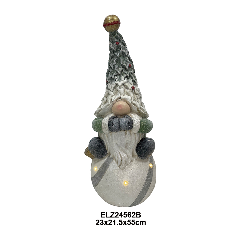 China Fiber Clay Christmas Gnome Sitting On Xams Ball See No Evil Hear No Evil Speak No Evil Decor Statues Factory, Exporter