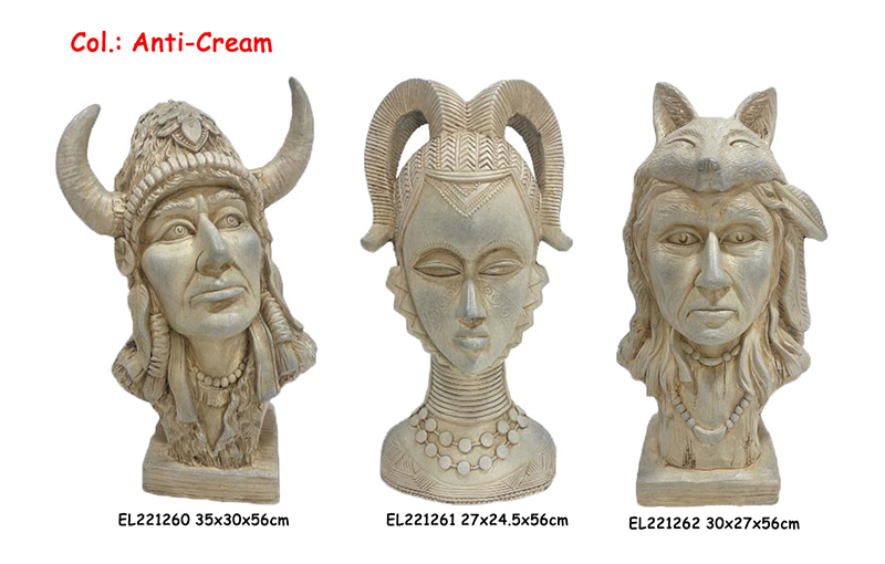 High-Quality Fiber Clay Handmade Crafts MGO Indian Heads Statues Portrait Indoor Outdoor  Suppliers, Factory