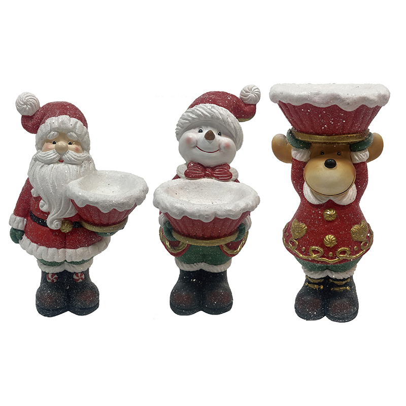 China HANDMADE AQUA BLUE ICED CUPCAKES WITH SNOWMAN SANTA REINDEER SET OF 3 FIGURES Product, Products