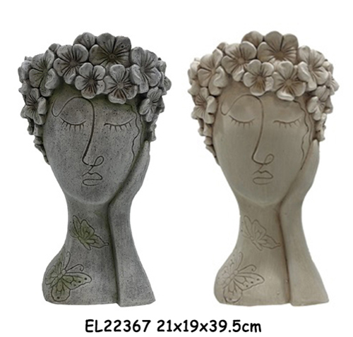 High-Quality Fiber Clay Handmade Crafts Lightweight Flower Crown Lady Face Planter Manufacturers, Factories