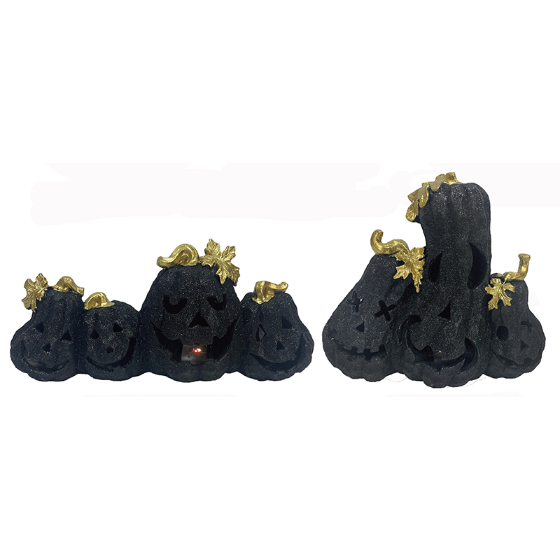 China Resin Arts & Craft Halloween Colored Jack-o'-lanterns Pumpkin tier with Light Trick-Or-Treat Decorations indoor-outdoor statues Manufacturers, Factory