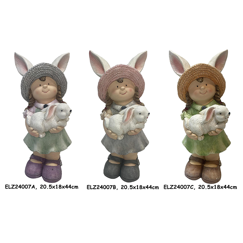 High-Quality Garden Decor Bunny Buddies Collection Boy and Girl Holding Rabbit Spring Home And Garden Product, Products