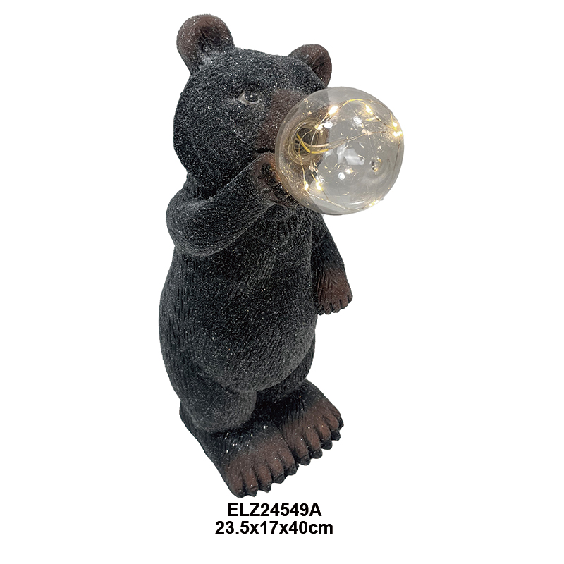 High-Quality Garden Decor Fiber Clay Bear With Bulbs Collection Bear Statues Indoor Outdoor Decoration Supplier, Product