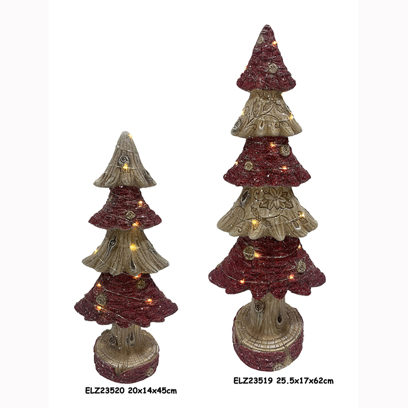 China Resin Arts & Crafts CHRISTMAS TREES DECOR WITH SLEIGH REINDEER CAR WITH LED LIGHTS Product, Service