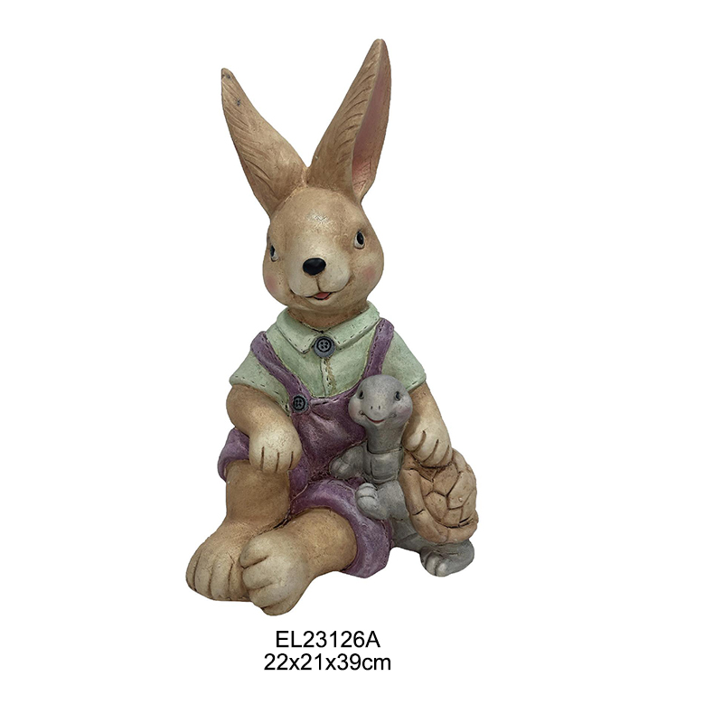 China Handcrafted Turtle Rabbit Duo Snail Rabbit Pair Figurines For Easter and Garden Decoration Manufacturer, Product