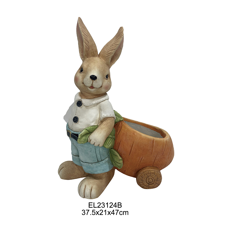 Best Garden Decor Spring Collection Rabbit Figurines Rabbits with Half Egg Planters with Carrot Carriages Exporters, Products
