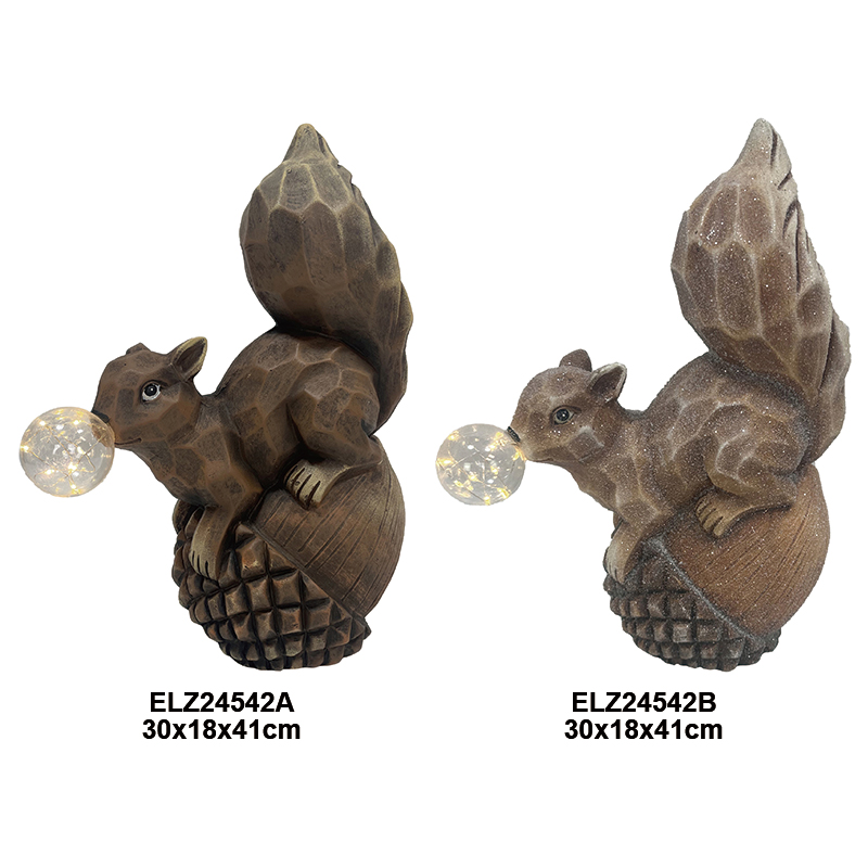 Fiber Clay Squirrel Bulb Collection Decor 4