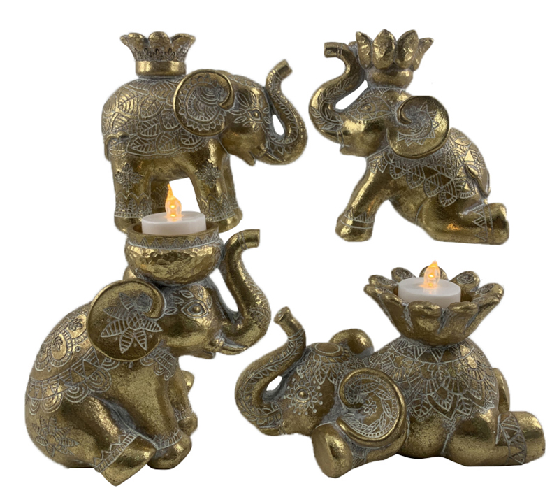 Wholesale Resin Handmade Crafts Tabletop Elephant figurines Candle Holders Manufacturer, Products