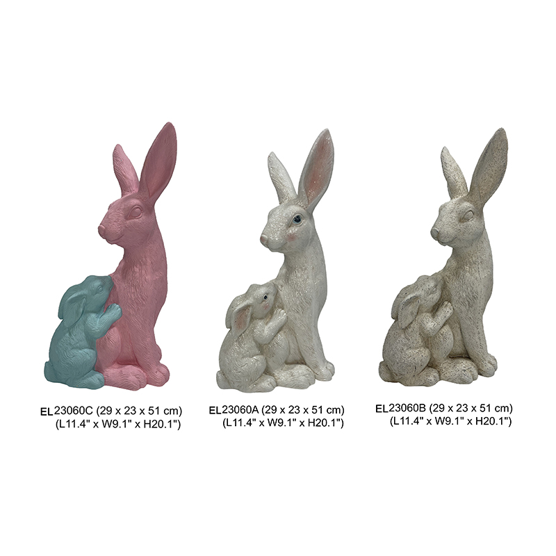 Wholesale Fiber clay Mother and Child Rabbit Statue Garden Decor Easter Bunny Outdoor and Indoor Supplier, Exporter
