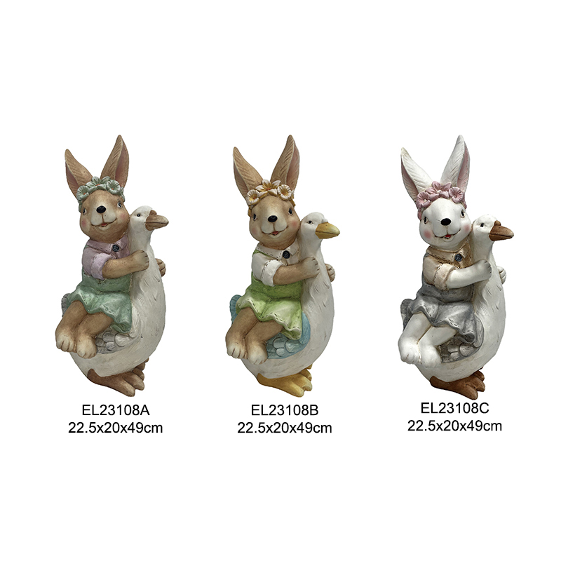 High-Quality Countryside Charm Rabbit with Duck Chick Figurine Home and Garden Decor Springtime Indoor and Outdoor Suppliers, Service