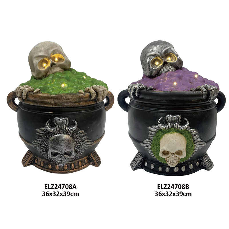High-Quality Halloween Decorations Spooky Stacked Witch Frogs Skeleton Skull Fiber Clay Home Decors Manufacturer, Factory