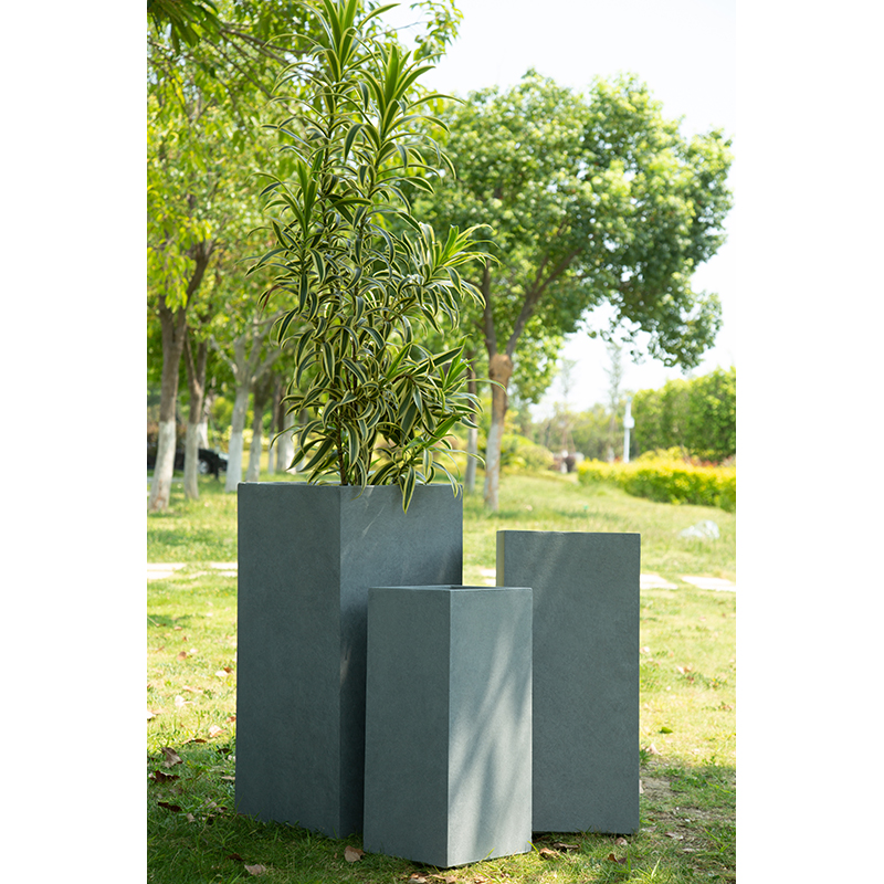 High-Quality Fiber Clay Light Weight Tall Square Flowerpots Garden Pottery Manufacturers, Exporter