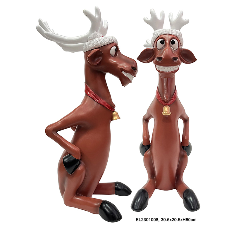 Wholesale Resin Arts & Craft Funny Laughing Christmas Reindeer Statue Factory, Factories