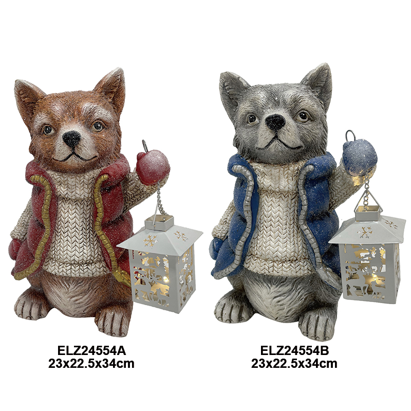 Best Fiber Clay Winter Animals Collection Owl Fox Hedgehog Bird Dog Penguin Bear Statues Christmas Garden Home Decor Manufacturers, Service