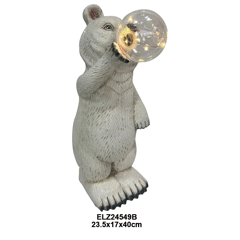 High-Quality Garden Decor Fiber Clay Bear With Bulbs Collection Bear Statues Indoor Outdoor Decoration Supplier, Product