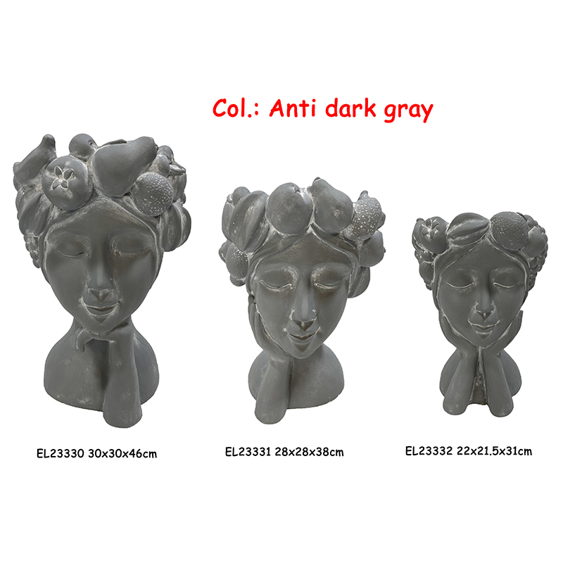 Best Fiber Clay Handmade Crafts MGO Fruit Crown Girl Bust Planter Factory, Exporters