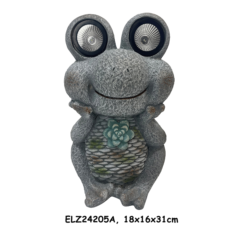 Wholesale Fiber Clay Solar-Powered Frog Figurines Garden Statues Home and Garden Decoration Manufacturers, Service