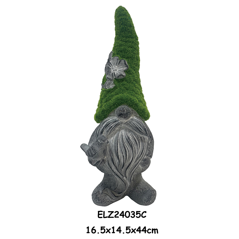 Wholesale Fiber Clay Grass-Flocked Gnome Statues Gnomes Standing Holding Lanterns Riding on Snails and Frogs Manufacturer, Product