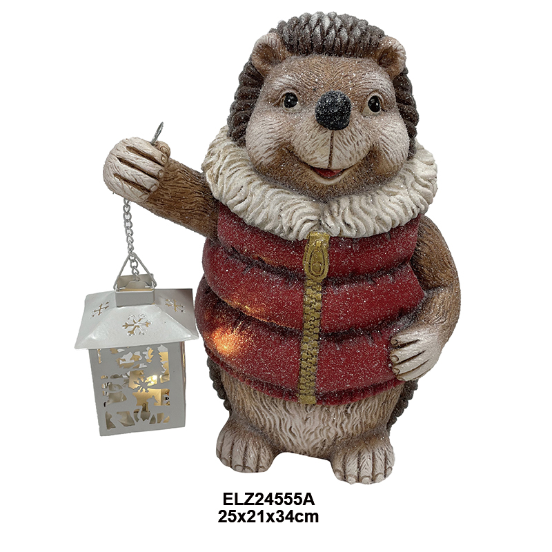 Best Fiber Clay Winter Animals Collection Owl Fox Hedgehog Bird Dog Penguin Bear Statues Christmas Garden Home Decor Manufacturers, Service