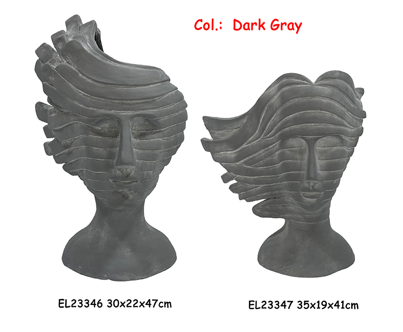 Wholesale Fiber Clay Handmade Crafts MGO Stripe Pattern Lady Bust Flowerpots Suppliers, Exporter