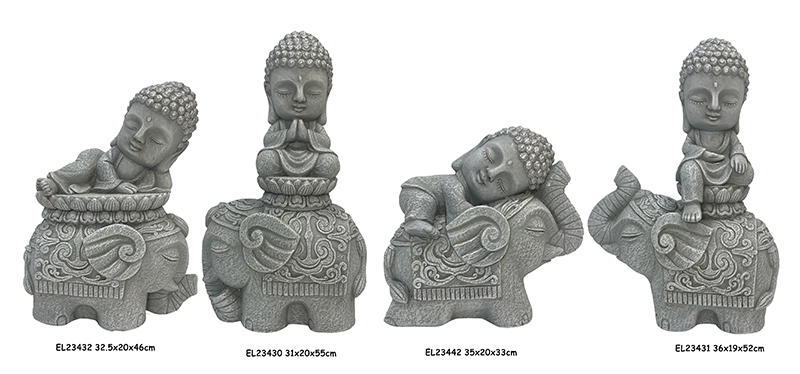 High-Quality Fiber Clay MGO Cute Baby Buddha with Elephant Statues Figurines Supplier, Exporters