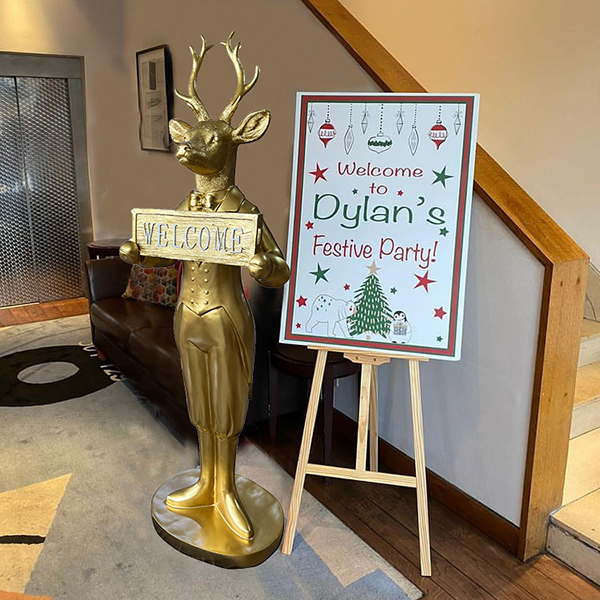 Wholesale Resin Handmade Crafts 57.5 Inch Height Mr. Reindeer w/WELCOME Sign Holidays Decoration Good Fortune Supplier, Exporters