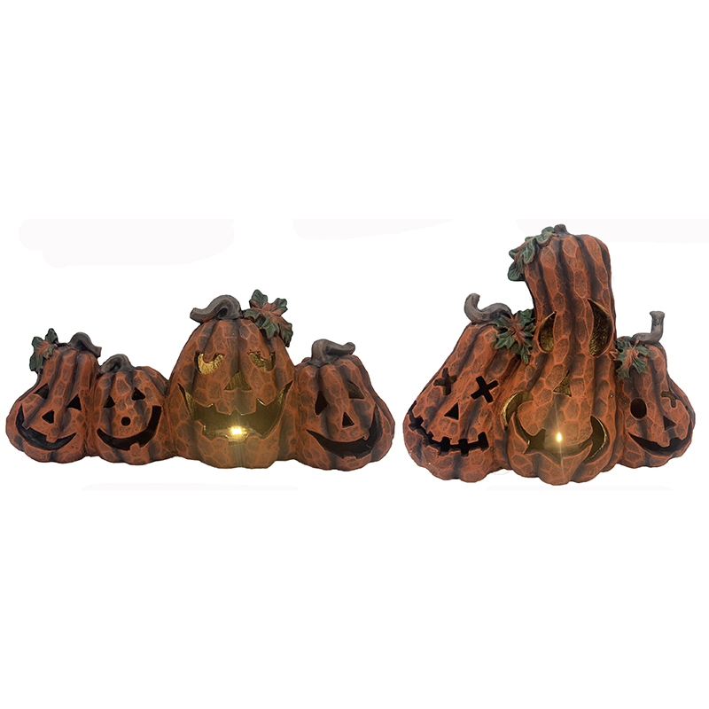 China Resin Arts & Craft Halloween Colored Jack-o'-lanterns Pumpkin tier with Light Trick-Or-Treat Decorations indoor-outdoor statues Manufacturers, Factory